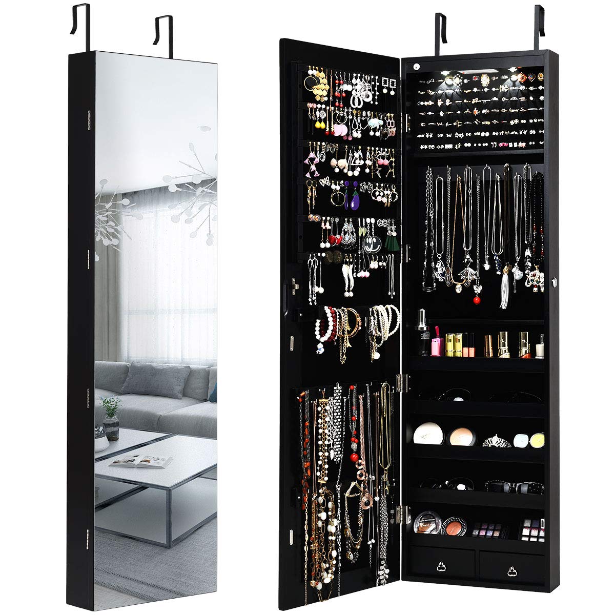 Full Length Mirror Jewelry Armoire - Wand- oder Türmontierter Schmuckspiegel mit Ganzkörperspiegel,