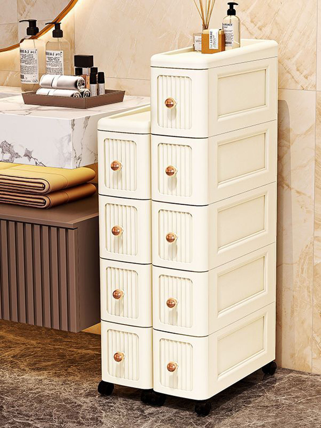 Storage - 15 cm breiter Schrank mit Gitterregal