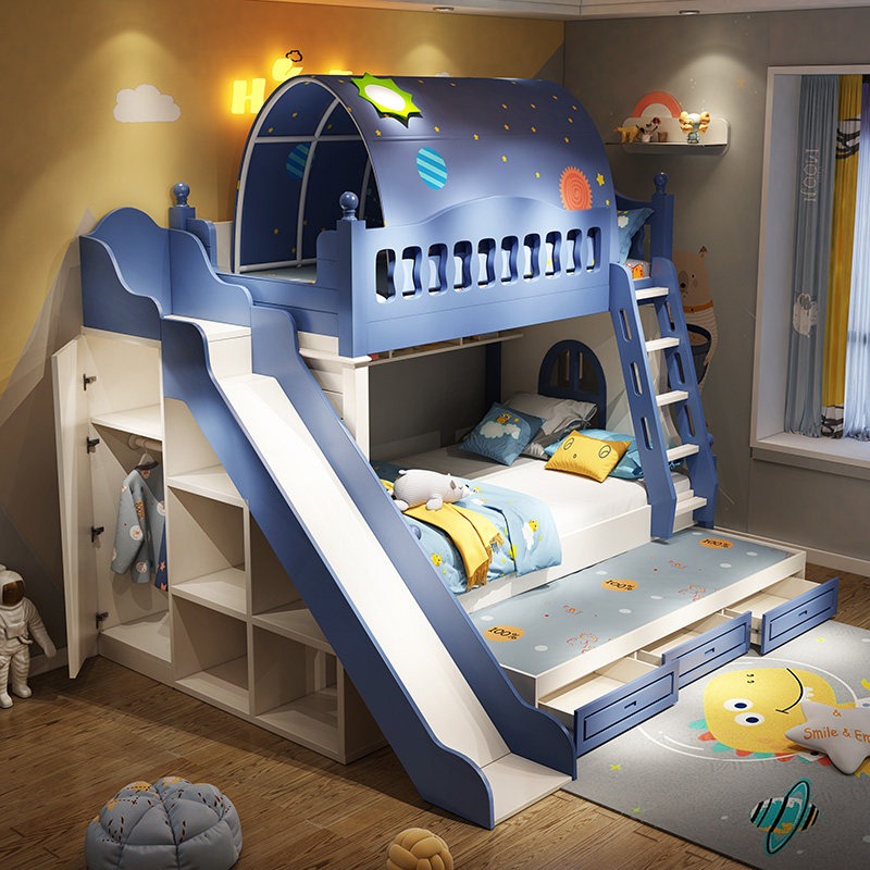Bunk Bed With Stairs And Slide - Kinder-Etagenbett für Jungen, Hoch- und Tiefbett