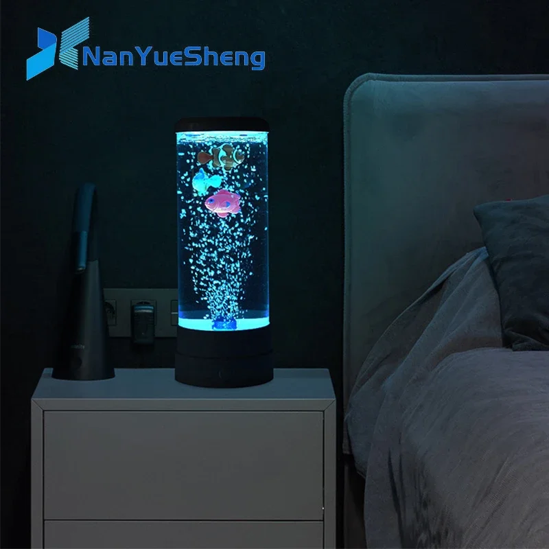 Floating Nightstand With Led Light - LED Fisch Lampe Umgebungs Nachtlicht Fernbedienung