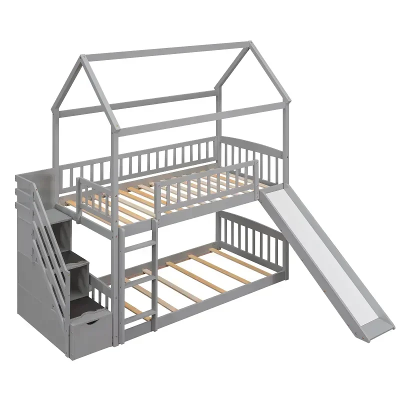 Massives Kinder-Doppelbett aus – Bunk Bed With Stairs And Slide Bewertung und Preis