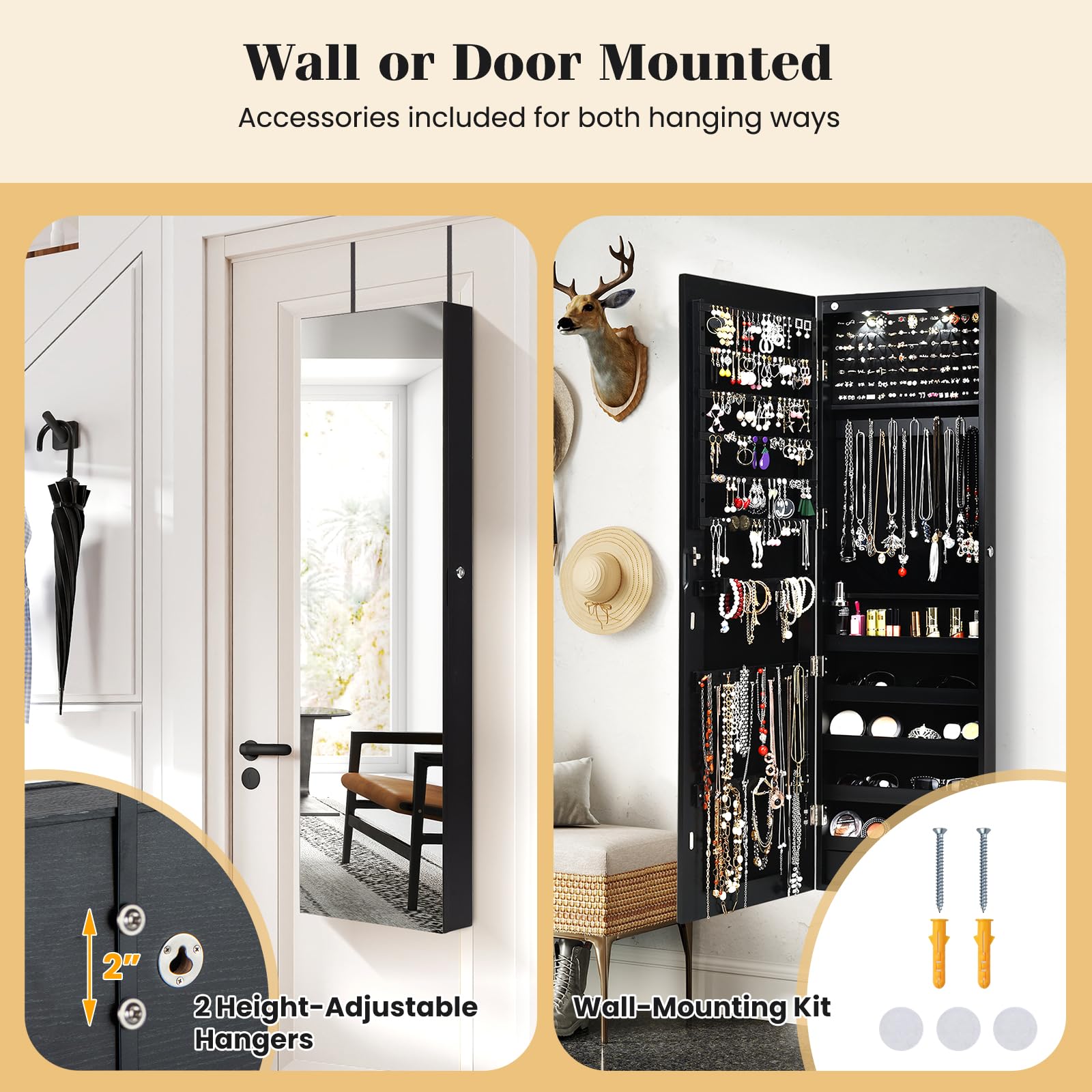 Wand- oder Türmontierter Schmu – Full Length Mirror Jewelry Armoire Bewertung und Preis
