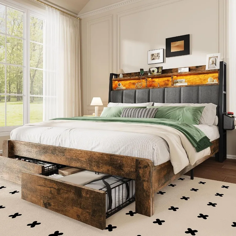 Bettgestell in Kingsize mit 2  – King Size Bed Frame With Storage Drawers Bewertung und Preis