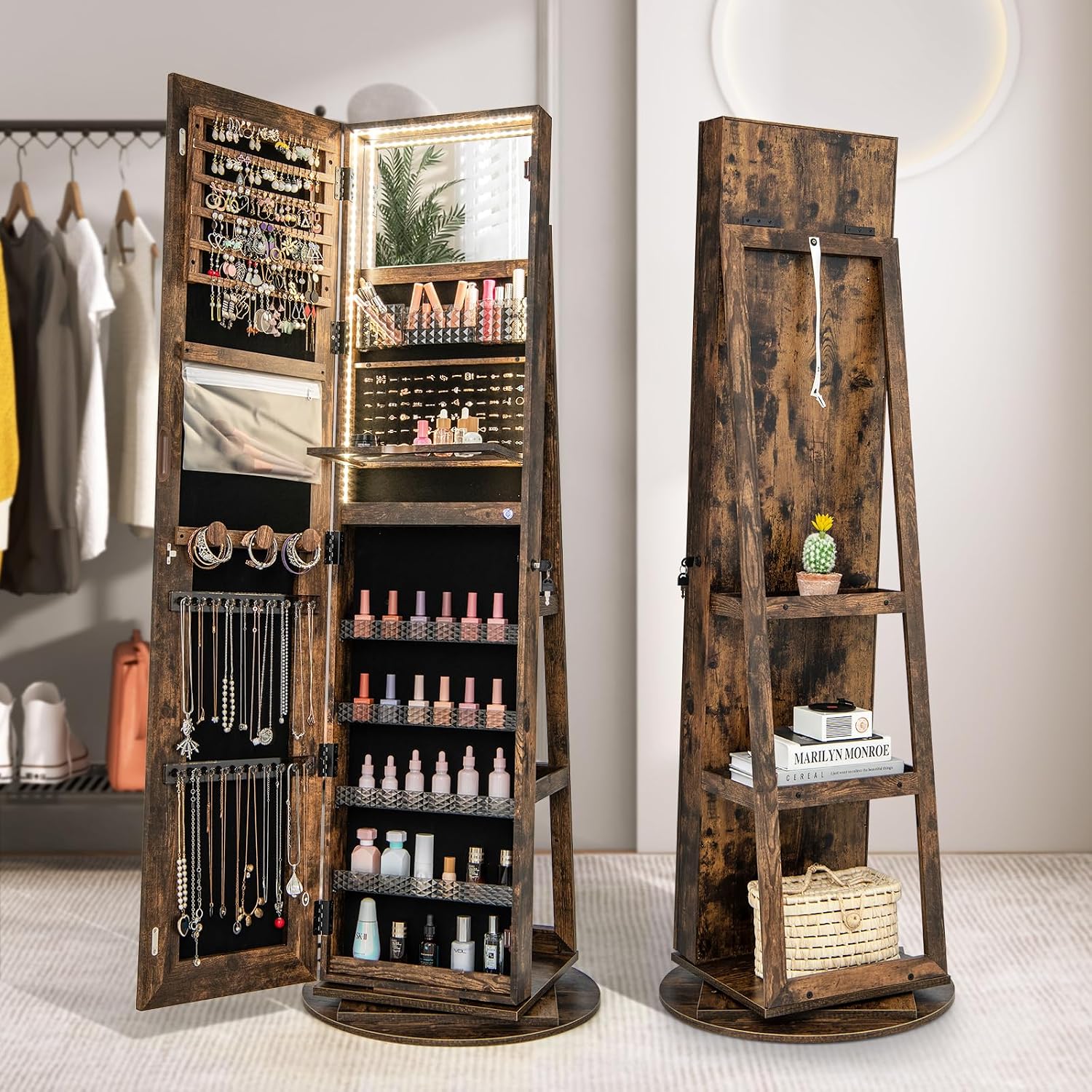 Schwenkbarer LED-Schmuckschran – Full Length Mirror Jewelry Armoire Bewertung und Preis