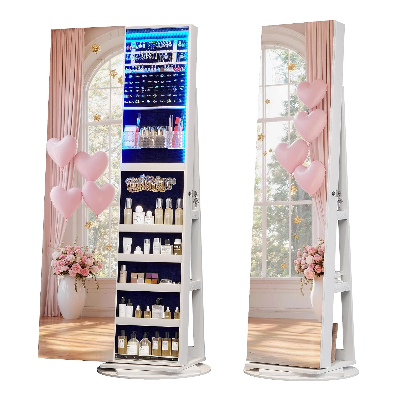 360 °   Drehbarer Schmuckschra – Full Length Mirror Jewelry Armoire Bewertung und Preis