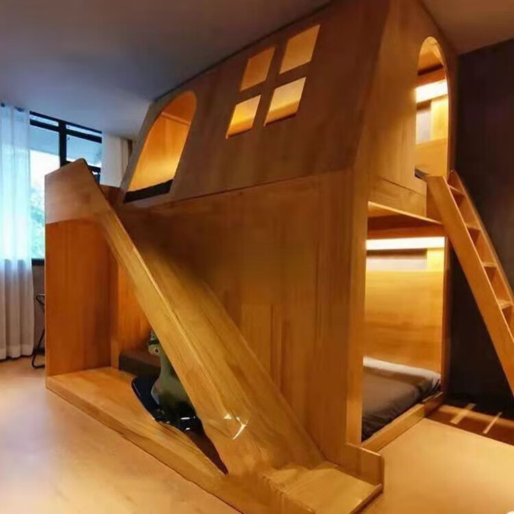 Amerikanisches Massivholz-Kind – Bunk Bed With Stairs And Slide Bewertung und Preis