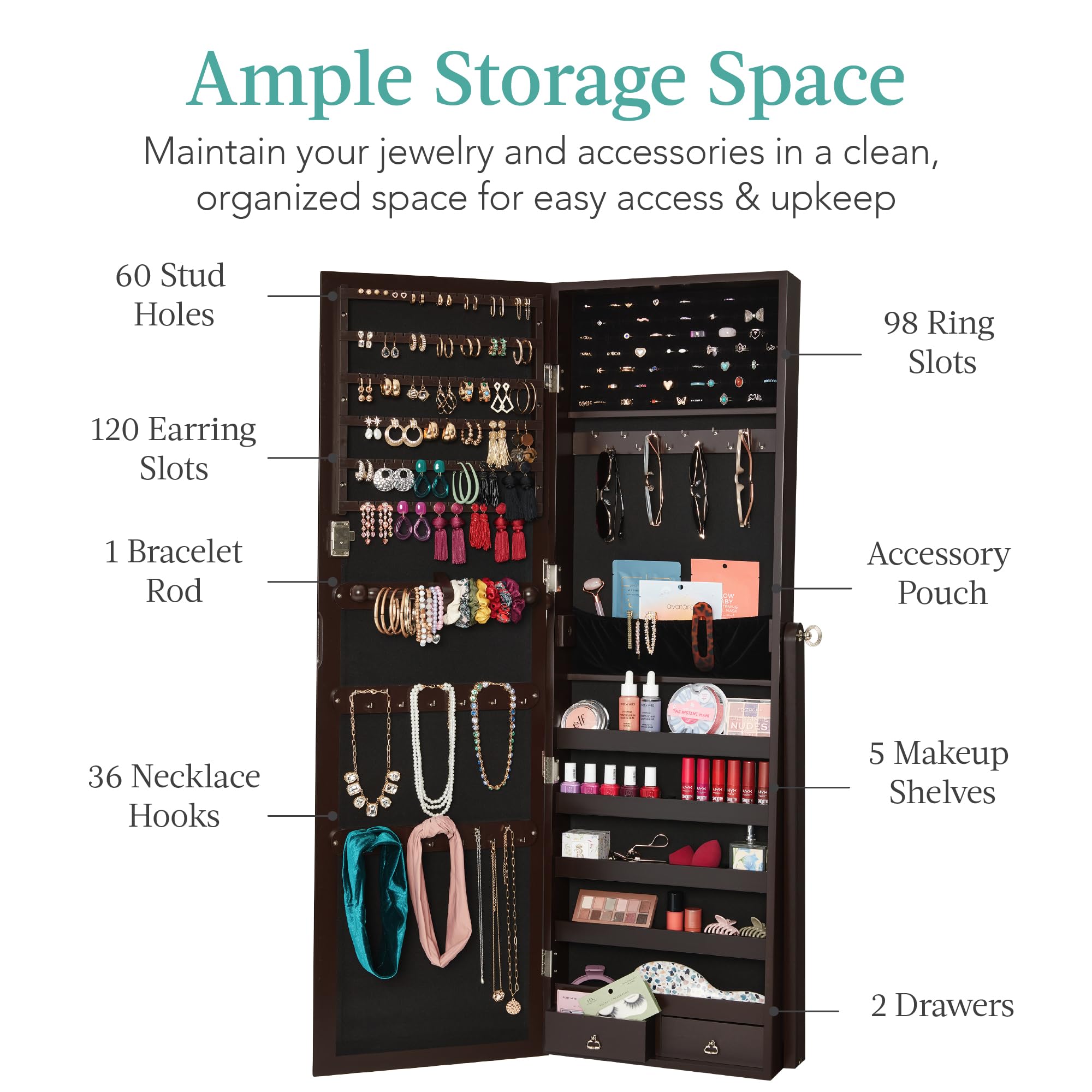 Freistehender Schmuckschrank,  – Full Length Mirror Jewelry Armoire Bewertung und Preis